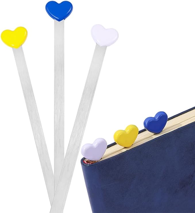Love Heart Metal Bookmark Set - Color Stainless Steel Bookmarks, Reading Page Markers Gifts for Women, Book Lover, Girls, Boys,Couples Gifts (Love Heart B)