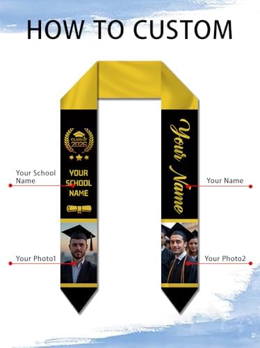 Dicodes Custom Graduation Stole Class of 2026 Personalized Graduation Sash Graduation Gift and Keepsake with Photo Text - Image 2