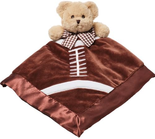 Bearington Touchdown Snuggler Plush Football Lovey Blanket - 15" Soft Velour and Satin Baby Lovey for Boys - Football Security Blanket, Infant Snuggle Toy for Nursery or Newborn by BearingtonCollection
