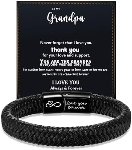 Btysun Mens Leather Bracelet, Teen Boy Gifts Stocking Stuffers for Teen I Love You Gifts for Him Boyfriend Birthday Gift for Son Husband Godson Bracelets for Men Dad Christmas Anniversary Jewelry by BTYSUN