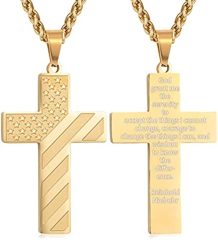 DuoDiner 18+2" Cross Necklace for Men Boys Christian Confirmation Gifts by Duodiner