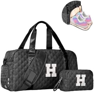 Weekender bags for women, Gift Bag Teen Girls, Initial Gym Duffel Bag by Elilier