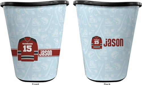 Personalized Hockey Waste Basket - Double Sided (Black) - Image 2