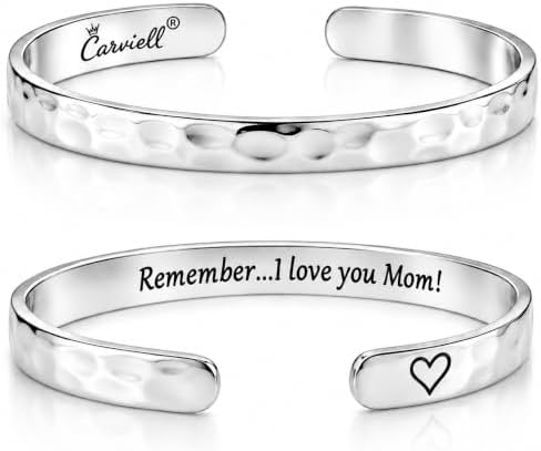 Carviell Bracelets for Women – 100+ Meaningful Engraved Messages – Solid 316L Surgical Stainless Steel Cuff Bracelet – Gift Ready by Carviell