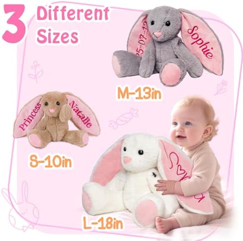 Personalized Bunny Plush with Embroidery Name,Bunny Stuffed Animal Toys - Image 4