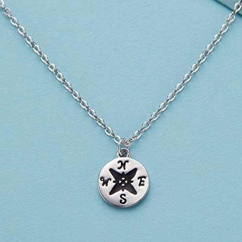 Zealmer Dainty 18K Gold Plated Compass World Map Pendant Necklace Graduation Gift for Friends - Image 5