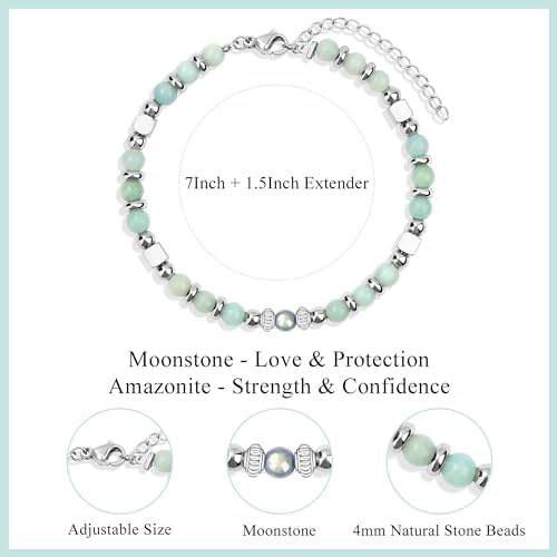 Gifts for Women Moonstone Bracelet, Amazonite Imperial Jasper Bracelets - Image 5