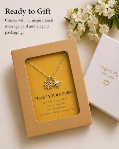 Zealmer Dainty 18K Gold Plated Compass World Map Pendant Necklace Graduation Gift for Friends - Image 5