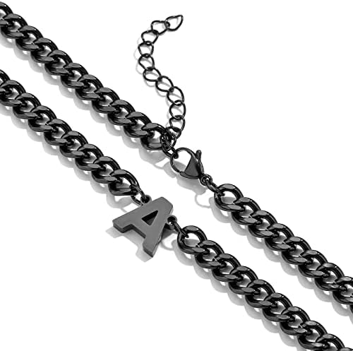 DuoDiner 18+2" Initial Necklace for Men Boys Gifts A-Z Cuban Link Chain - Image 2