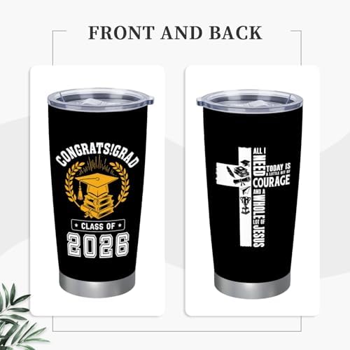 Graduation Gifts Tumbler 20oz, Class of 2026 Graduation Gifts for Women Men Coffee Cup, College/Masters Degree/PHD Degree/High School Graduation's Gift for Her Him Stainless Steel Mugs - Image 5