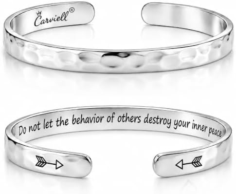 Carviell Bracelets for Women – 100+ Meaningful Engraved Messages – Solid 316L Surgical Stainless Steel Cuff Bracelet – Gift Ready by Carviell
