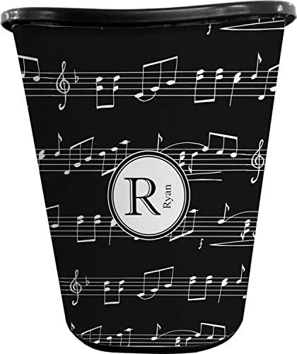 Personalized Musical Notes Waste Basket - Single Sided (Black) by Unknown