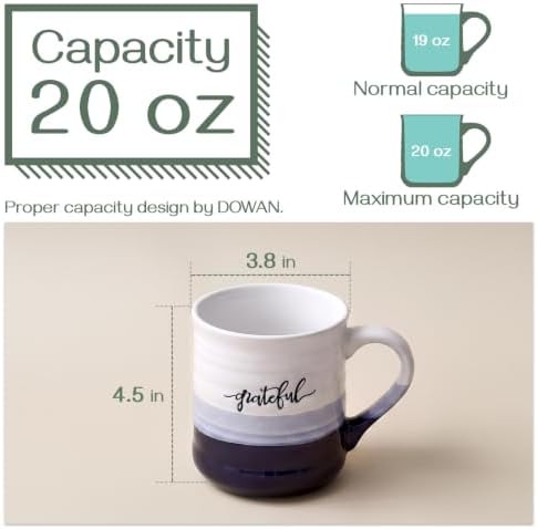 DOWAN 20 oz Coffee Mugs, Large Mugs with Word Blessed Grateful, Porcelain Coffee Cup, Thank You Gifts for Mom Dad, Set of 2 - Image 3