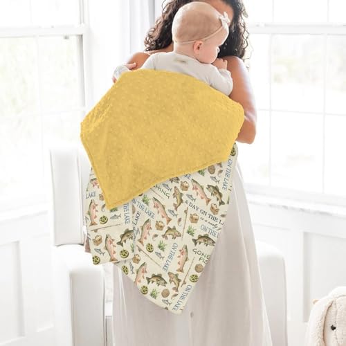 Gone Fishing Baby Blankets for Girl Boy Vintage Lake Fishing Lovers Gift Soft Mink with Dotted Backing Double Layer Swaddle Blanket Outdoors Adventure Nursery Bed Blanket Infant Toddler Crib 30x40 - Image 4