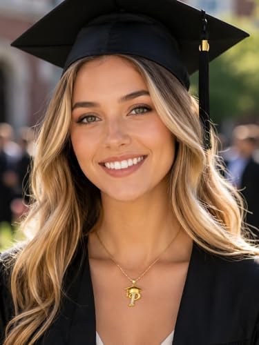 Graduation Gifts for Women, 18K Gold Graduation Initial Necklace A-Z, Inspiring Grad Pendant Necklace Present, College Seniors High School Graduations Jewelry Gifts - Image 6