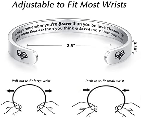 TONY & SANDY Inspirational Bracelets for Women Teen Girls Personalized Gifts for Daughter Granddaughter Mom Sister Friends Stainless Steel Engraved Cuff Birthday Easter Christmas - Image 4