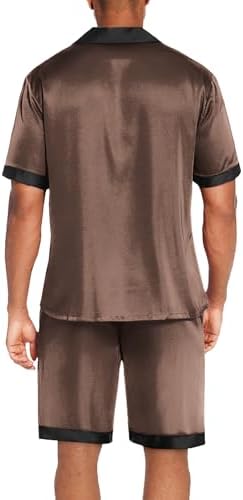Ekouaer Men Silk Pajamas Set 2 Pieces Satin Pj Button Down Loungewear Sets - Image 3