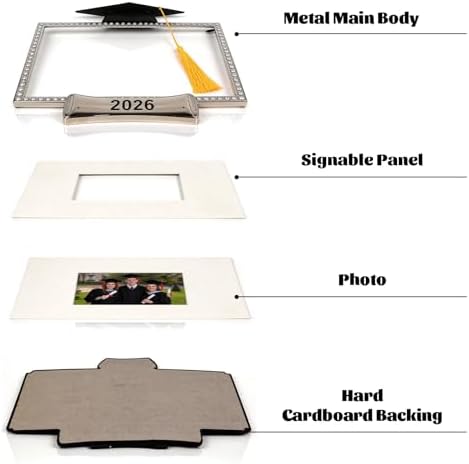 JUSTOTRY Class of 2026 Graduation Picture Frame - Silver Metal Graduation Gifts for High School College, Signature Frame for 4x6 Photo, Graduation Guest Book Alternative, Senior 2026 Graduation Party Decorations & Keepsake - Image 5