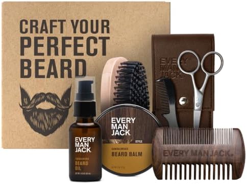 Every Man Jack Essential Beard Care Kit for Men, Sandalwood Teak, Gift Set by EveryManJack