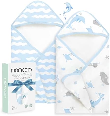 Momcozy Baby Towels, Soft Absorbent Bath Towel for Newborn&Toddler,Whale by Momcozy