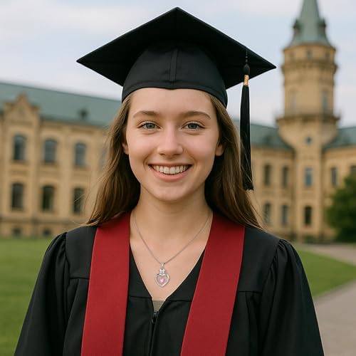 Eaciy Graduation Gifts for Women 2026, S925 Sterling Silver Heart Birthstone Graduation Cap Necklaces Class of 2026 High School College Graduations Gift for Girlfriend Her - Image 5
