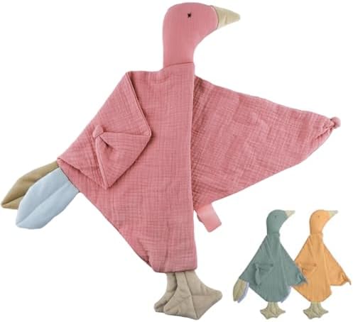 Muslin Security Blanket Lovey for Babies, Soft Goose Lovey for Self-Soothe by Home