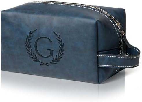 Personalized Gifts Travel Toiletry Bag for Men Engraved Initial by Aganmi