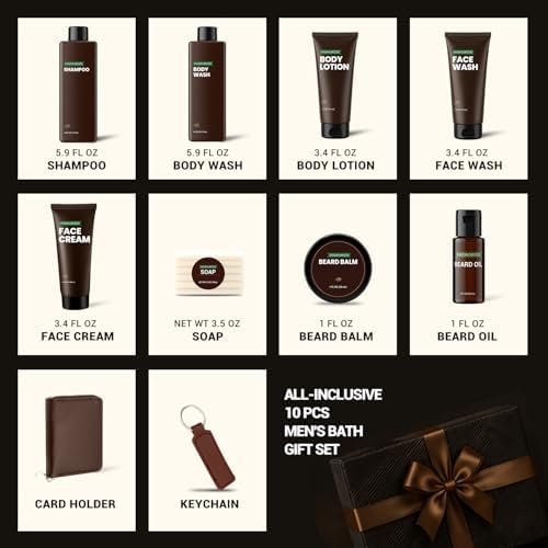 Rinse & Robust Gifts for Men 10Pcs Gift baskets for Men, Sandalwood Bath and Body Works Men Gifts for Birthday for Dad Boyfriend Husband - Image 2