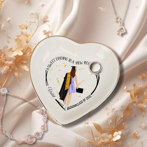 Wrappiness Graduation Jewelry Dish - A Sweet Ending Personalized Custom Trinket Tray, Graduation Gifts for Her, Inspirational Grad Present High School College Graduate Gifts (D03) - Image 5