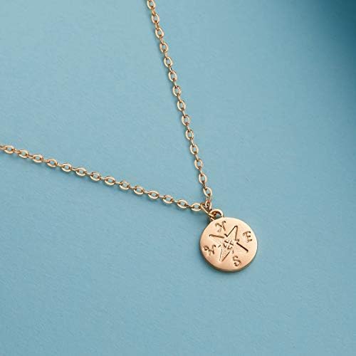 Zealmer Dainty 18K Gold Plated Compass World Map Pendant Necklace Graduation Gift for Friends - Image 5