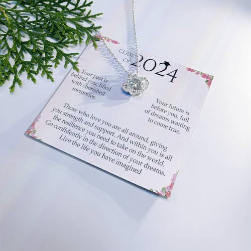 VIRAGIL 2023 Graduation Gifts for Her, Class of 2024 Love Knot Sterling Silver Pendant Necklace Senior College Graduation Jewelry Gifts for Girl Daughter - Image 4