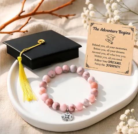 Parma77 2026 Graduation Gifts for Her, High School College Graduation Gifts for Women, Inspirational Compass/Heart Graduation Bracelets with Gift Message Card for Women Daughter Sister Friends - Image 2