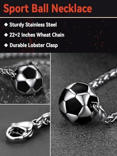 FaithHeart Sports Necklace for Men Women, Stainless Steel Gold Plated 3D Football/Soccer/Basketball/Volleyball Pendant Jewelry with Delicate Gift Packaging - Image 5