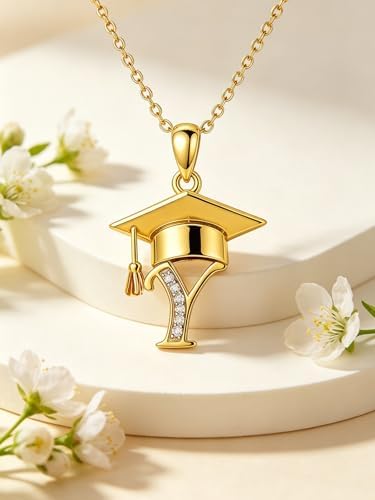 Graduation Gifts for Women, 18K Gold Graduation Initial Necklace A-Z, Inspiring Grad Pendant Necklace Present, College Seniors High School Graduations Jewelry Gifts - Image 4