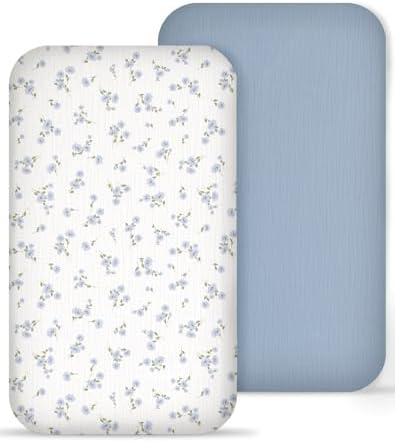 Muslin Bedside Bassinet Sheets 2 Pack, 33" X 20" by Meowcards