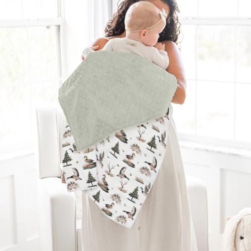 Retro Duck Hunting Baby Blankets for Girl Boy Flying Mallards Soft Mink Dotted Backing Double Layer Swaddle Receiving Blanket Wild Ducks Trees Leaves Bed Throws for Newborn Toddler Nursery 30x40 - Image 4