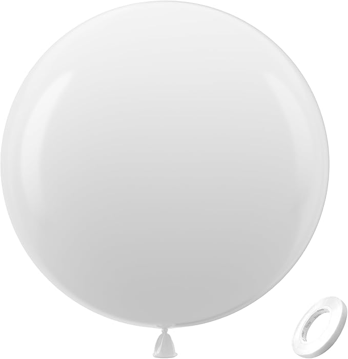 Bezente White Giant Balloons 36 Inch - 8 Pack Jumbo White Balloons Large Round Latex Balloons for Photo Shoot Birthday Bridal Shower Wedding Party Decorations