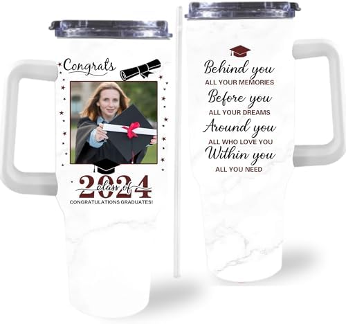 Personalized Graduation Gifts for Him Her, 40oz Personalized Graduation Tumblers Class Of 2024 Gifts, Custom Graduation Cup with Photo Name, High School College Masters Degree Congratulations Gift by Artsadd