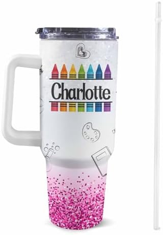 Teacher Gifts For Women Men, Personalized Stainless Steel 40oz Tumbler with Handle and Straw For Teacher Appreciation Gifts from Students, Custom Teacher Tumbler for Teachers Day Birthday Gifts - Image 2