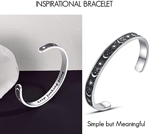 TONY & SANDY Inspirational Bracelets for Women Teen Girls Personalized Gifts for Daughter Granddaughter Mom Sister Friends Stainless Steel Engraved Cuff Birthday Easter Christmas - Image 2