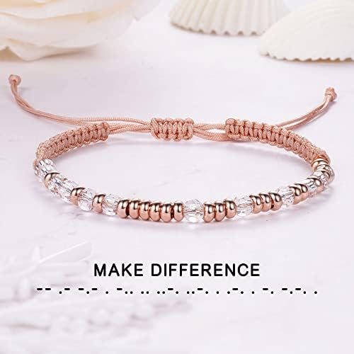 Morse Code Bracelets for Women Mothers Day Gifts 2026 Graduation Gifts Mom Birthday Gift Pink Braided Bracelets Teen Trendy Stuff Inspirational Best Friend Birthday Gifts for Daughter Girlfriend Christmas Stocking Stuffers Jewelry - Image 4
