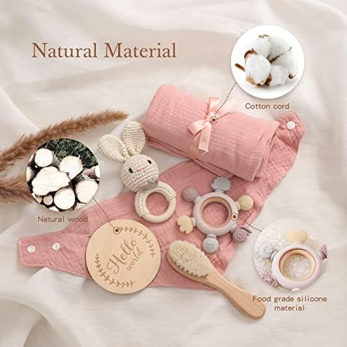 EERKEOD Baby Gift Set for Newborn New Baby Gift Set - Newborn Baby Essentials Baby Bath Set with Baby Blanket Baby Rattle - New Born Baby Girls Gift & Baby Boy Gifts for Baby Shower - Image 4