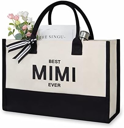TOPDesign Personalized Initial Canvas Beach Bag, Monogrammed Gift Tote Bag for Women by TOPDesign