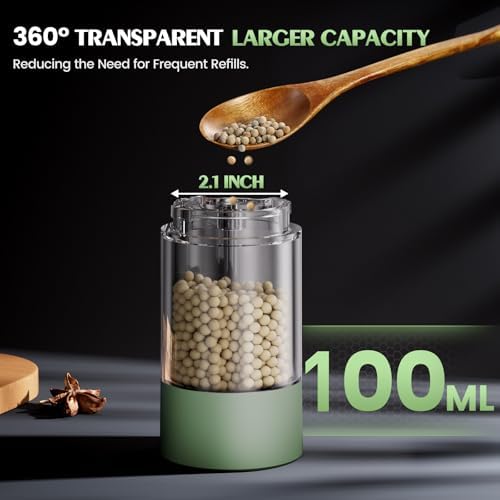 Salt and Pepper Grinder Set Mom Gifts, Electric Automatic Green Salt Pepper Shakers Home Kitchen Gadgets for New Home, Adjustable Coarseness Pepper Grinder Kitchen Appliances - Image 4