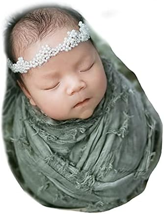 Honra Orraphtstu Newborn Photography Props Baby Photo Posing Wraps Girls Boys Photoshoots Blanket Vintage Fringed Texture Layers (Green) - Image 4