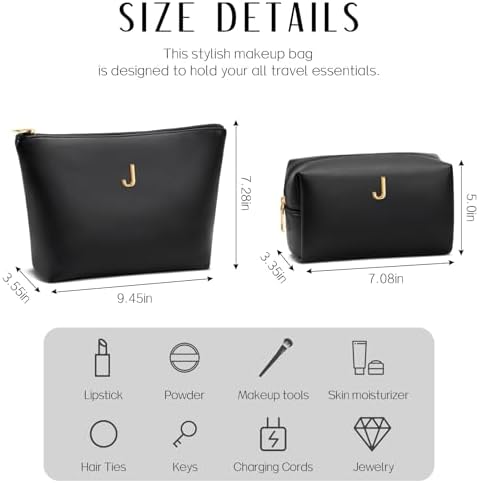 Gifts for Women Girls Personalized Initial Travel Makeup Bag - Image 4