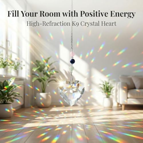 Hegelda Birthday Gifts for Women, Mom, Friend - Mothers Day Inspirational Gifts for Friends Her Coworkers Girlfriend Wife Mom Daughter Sister Aunt - Healing Crystals Heart Suncatcher for Window - Image 4