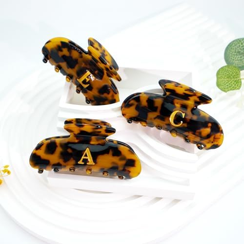 Acrylic Letter Hair Clips for Women - Tortoise Shell Monogram Hair Claw Alphabet Large Hair Clip, Fashion Glitter Claw Clips Elegant And Durable Hair Accessory, Letter L - Image 2