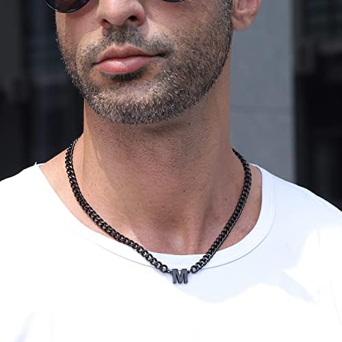 DuoDiner 18+2" Initial Necklace for Men Boys Gifts A-Z Cuban Link Chain - Image 4