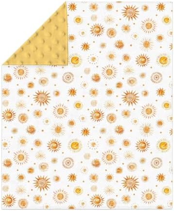 Watercolor Boho Suns Baby Blankets for Girl Boy Tribal Sun Totem Soft Mink Dotted Backing Double Layer Swaddle Receiving Blanket Summer Golden Sun Bed Throws for Newborn Infant Toddler Nursery 30x40 - Image 2